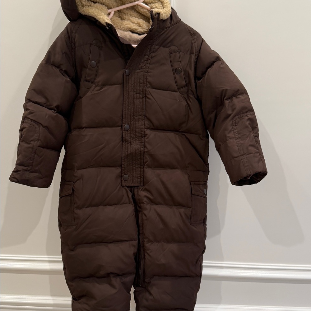 GAP Brown Puffer Kids One Piece Snowsuit - Picture 2 of 9